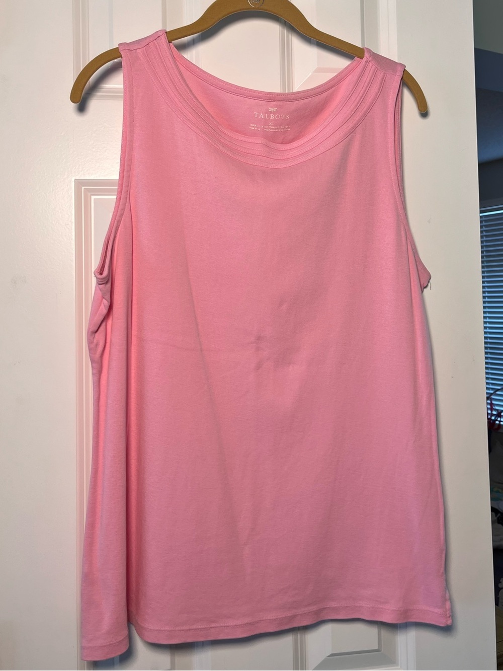 Talbots Magenta Pink Ribbed Shell Top XL Sleeveless Knit 90s Preppy Classic